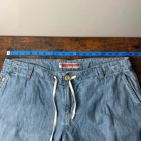 GAP Women's Drawstring Wide Leg Jeans Size 16 Blue Denim Casual Coastal Preppy - Picture 7 of 8